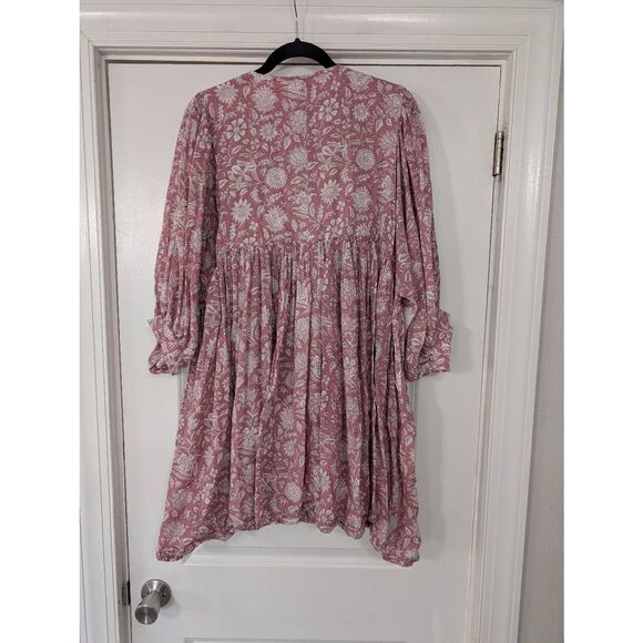Daughters of India Kyra Mini‎ Dress musk women's XL pink floral balloon sleeve - Picture 10 of 10